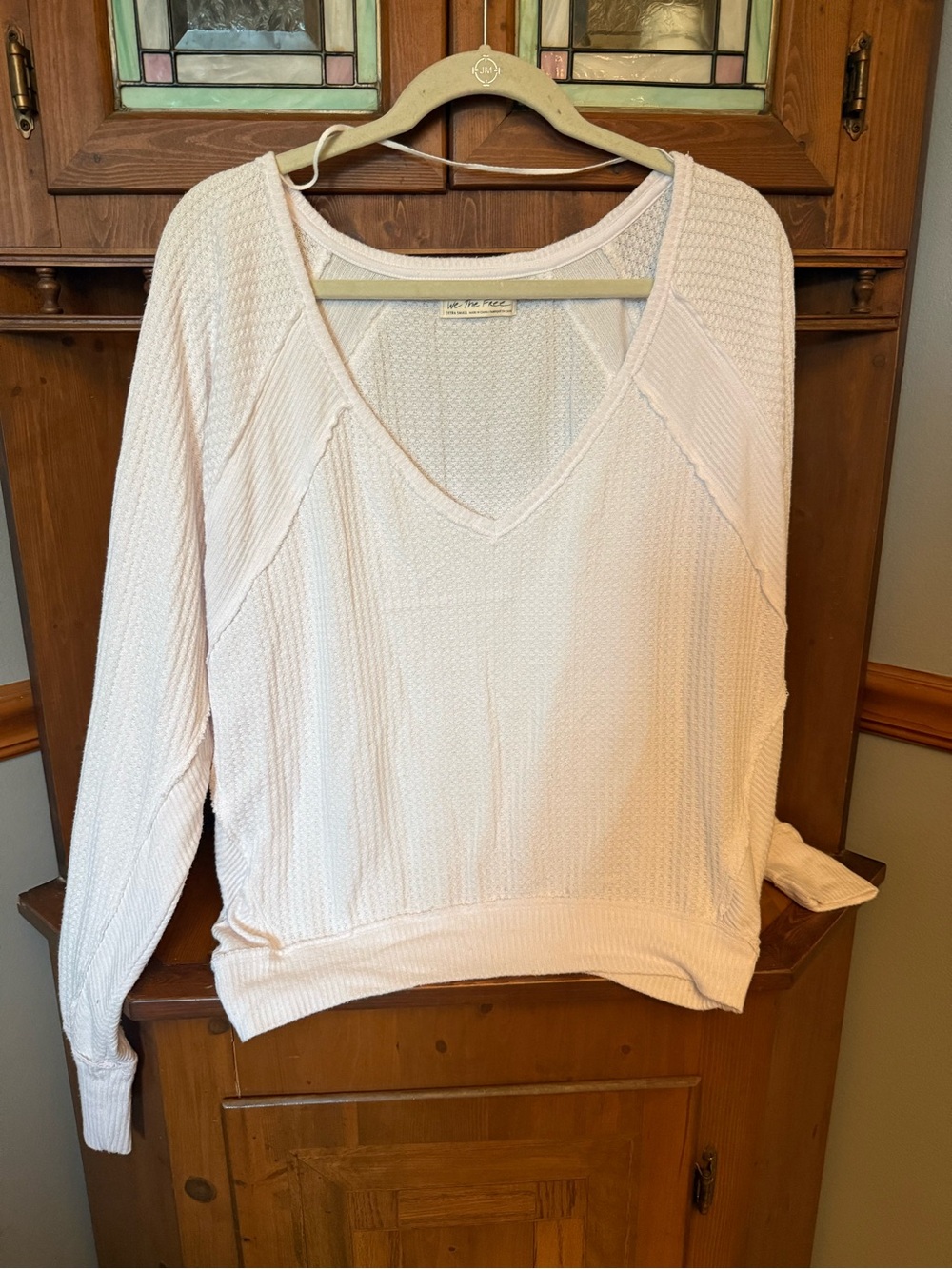 We The Free / Free People Santa Clara Thermal Top V-Neck White top XS